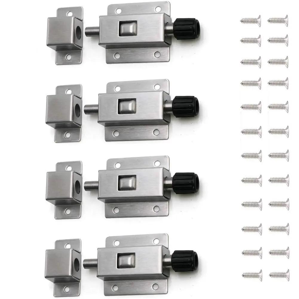 kaileyouxiangongsi Stainless Steel Spring Loaded Gate Latch 4 Pack | Heavy Duty Door Lock with Screws - main product image