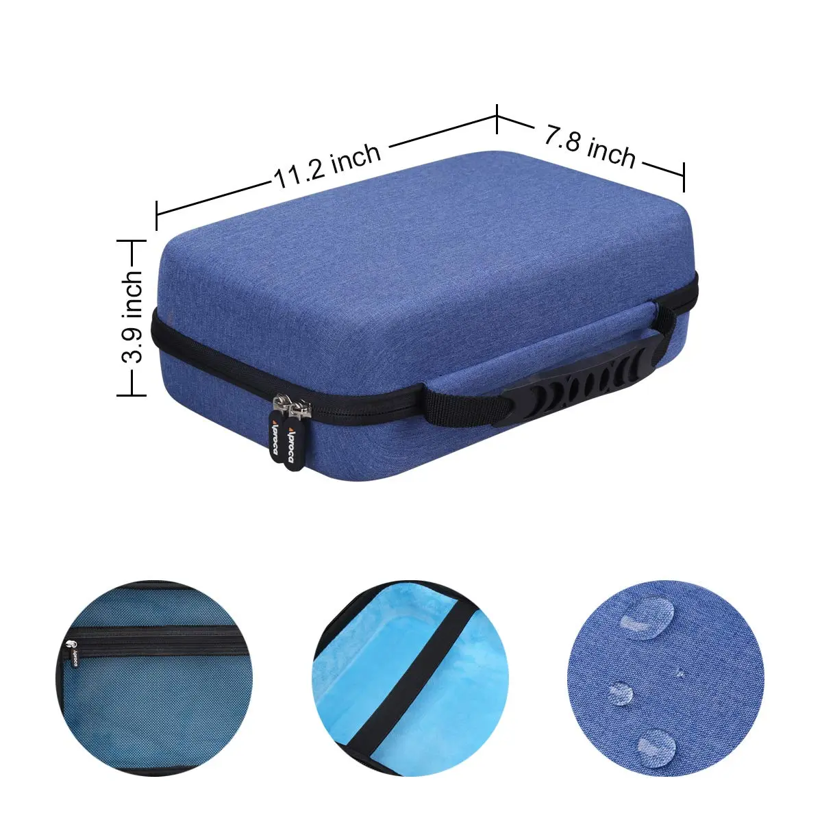 Aproca Hard Storage Case for 11.5"-12.5" Portable DVD Players | Blue EVA Carrying Case with Mesh Pocket - view 6