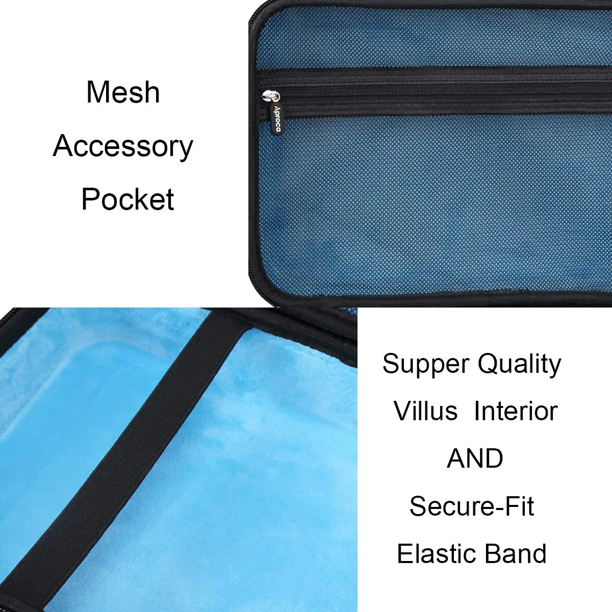 Aproca Hard Storage Case for 11.5"-12.5" Portable DVD Players | Blue EVA Carrying Case with Mesh Pocket - view 7