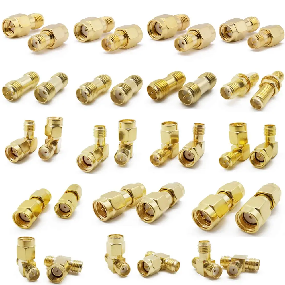 ALLiSHOP SMA Connectors Kit 18 Types RP-SMA Adapters | Gold-Plated Brass RF Coax Set - main product image