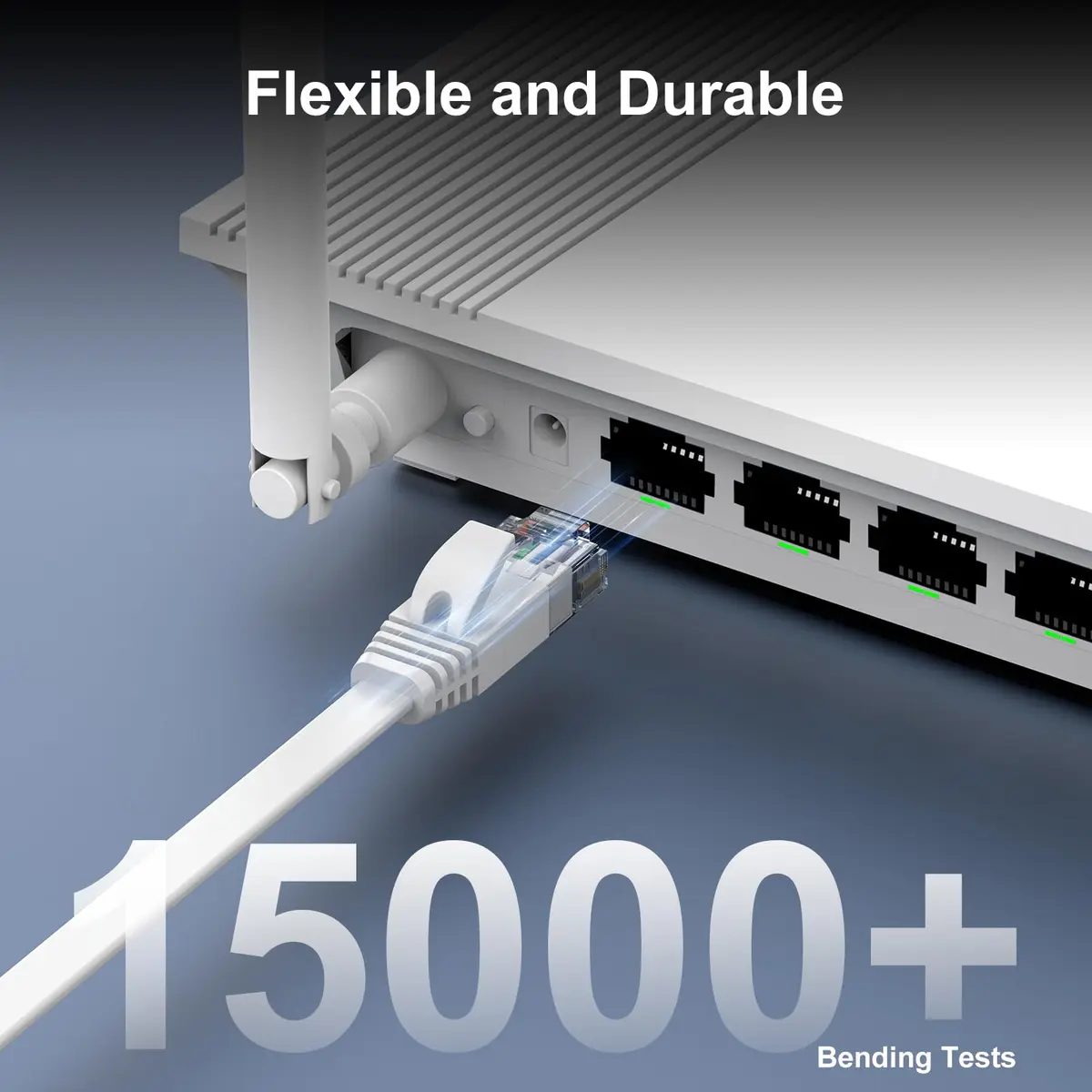 CableGeeker Cat 6 Flat Ethernet Cable 1ft | 10Gbps, White, Ultra Slim Flat Design - view 6