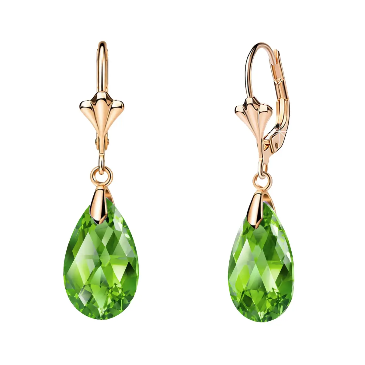 EVEVIC Austrian Crystal Teardrop Leverback Drop Earrings for Women | Hypoallergenic 14K Gold Plated Jewelry - main product image