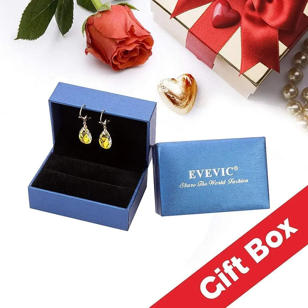 EVEVIC Austrian Crystal Teardrop Leverback Drop Earrings for Women | Hypoallergenic 14K Gold Plated Jewelry - view 6