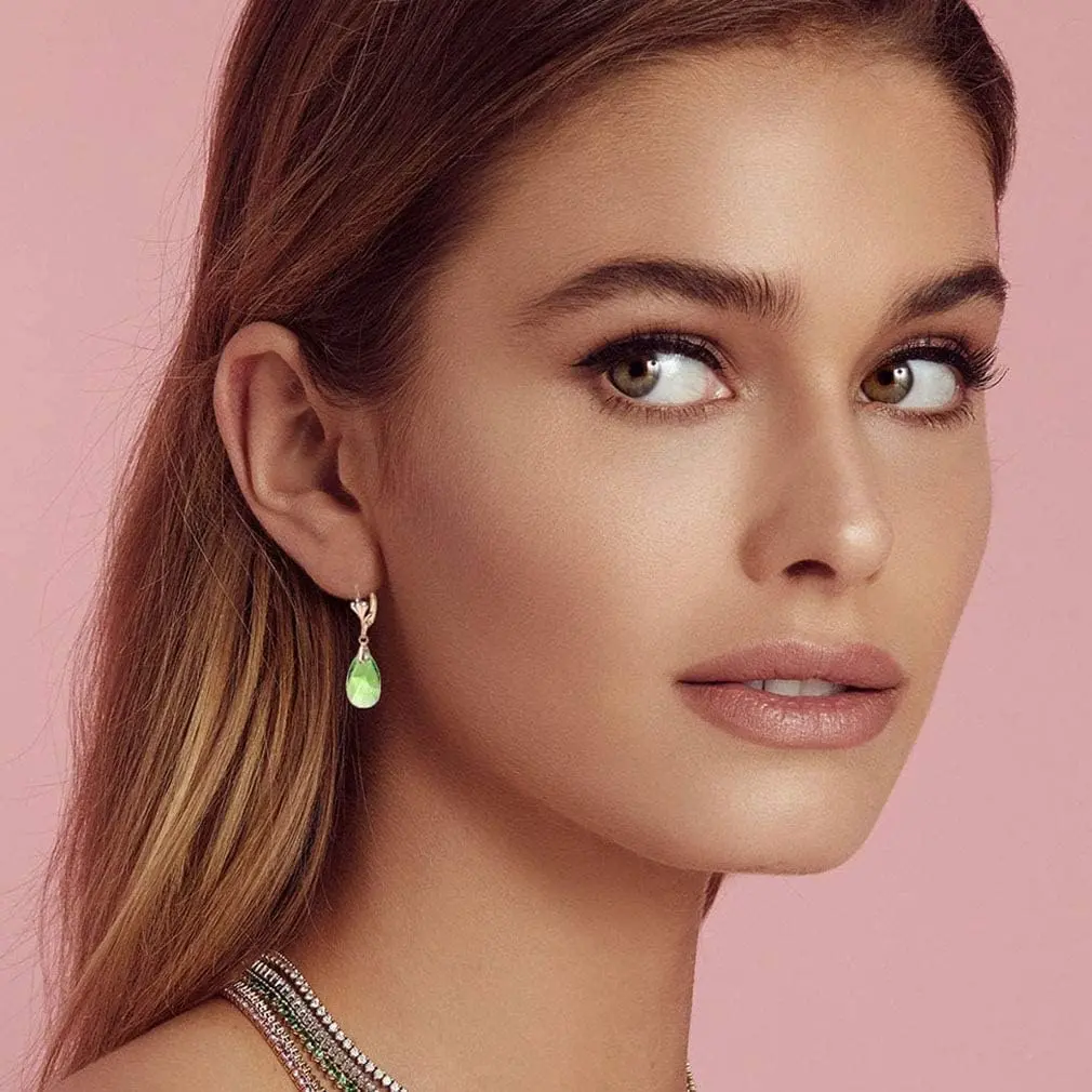 EVEVIC Austrian Crystal Teardrop Leverback Drop Earrings for Women | Hypoallergenic 14K Gold Plated Jewelry - view 2