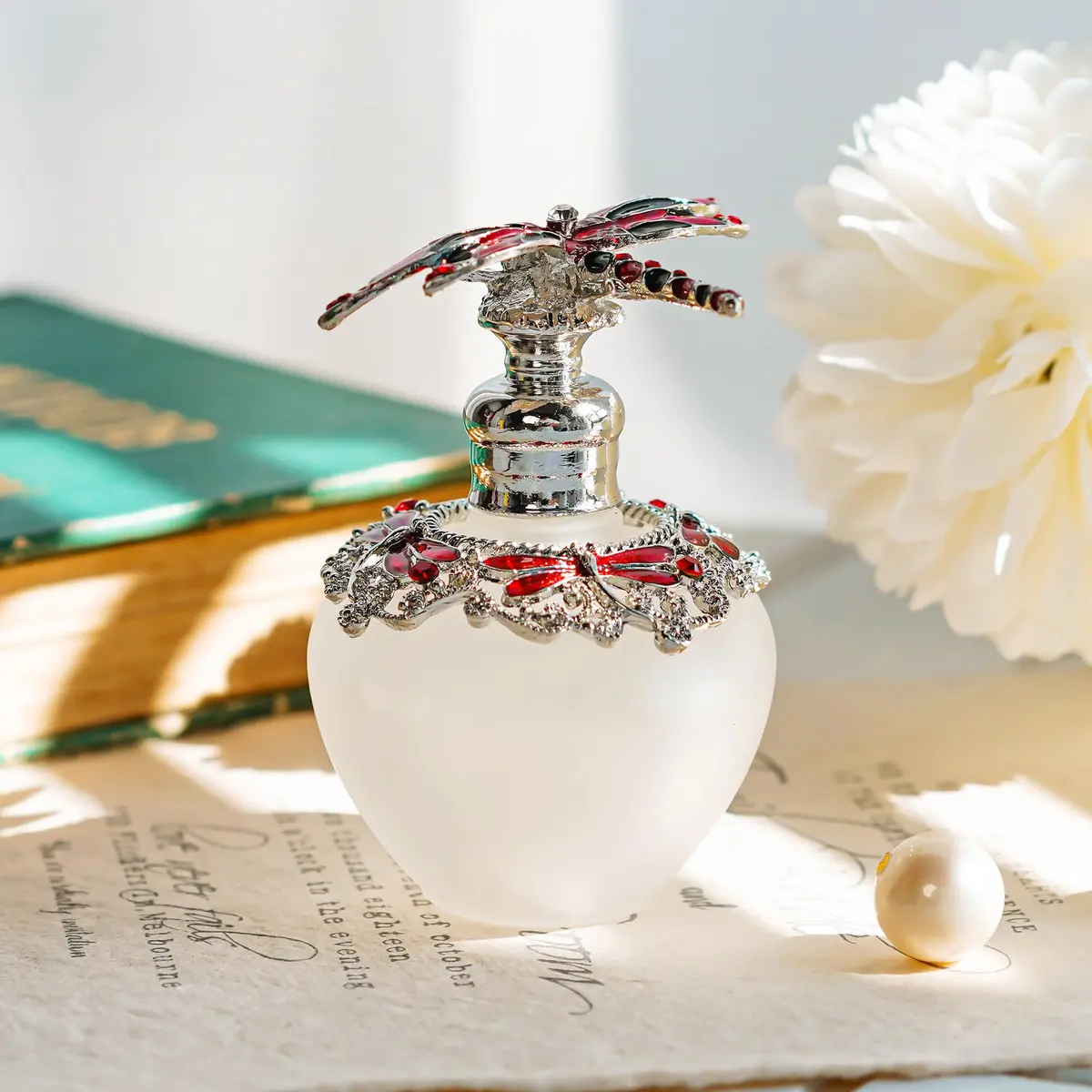 YU FENG Vintage Glass Perfume Bottle 40ml | Refillable Dragonfly Crystal Elegant Gift - view 5