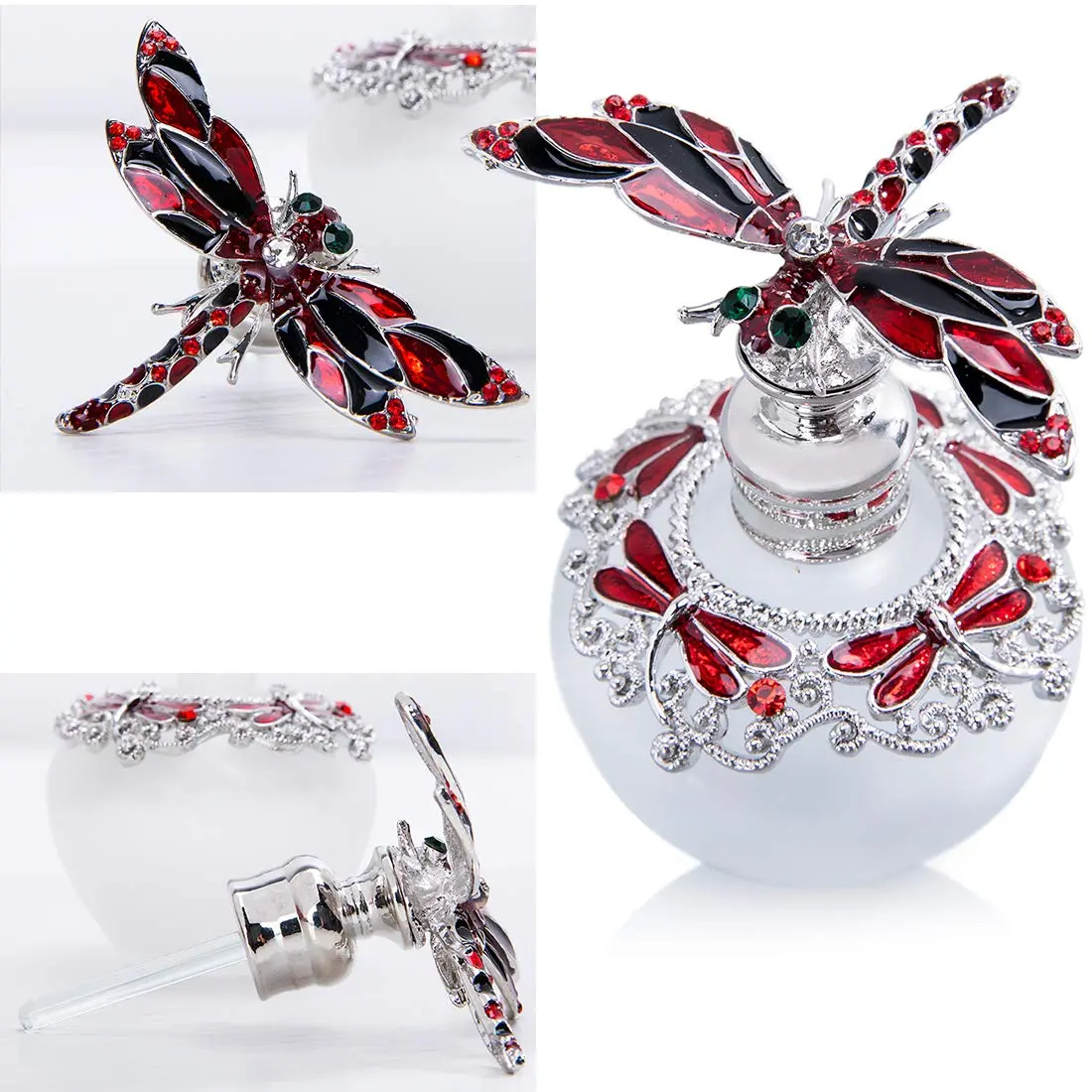 YU FENG Vintage Glass Perfume Bottle 40ml | Refillable Dragonfly Crystal Elegant Gift - view 7