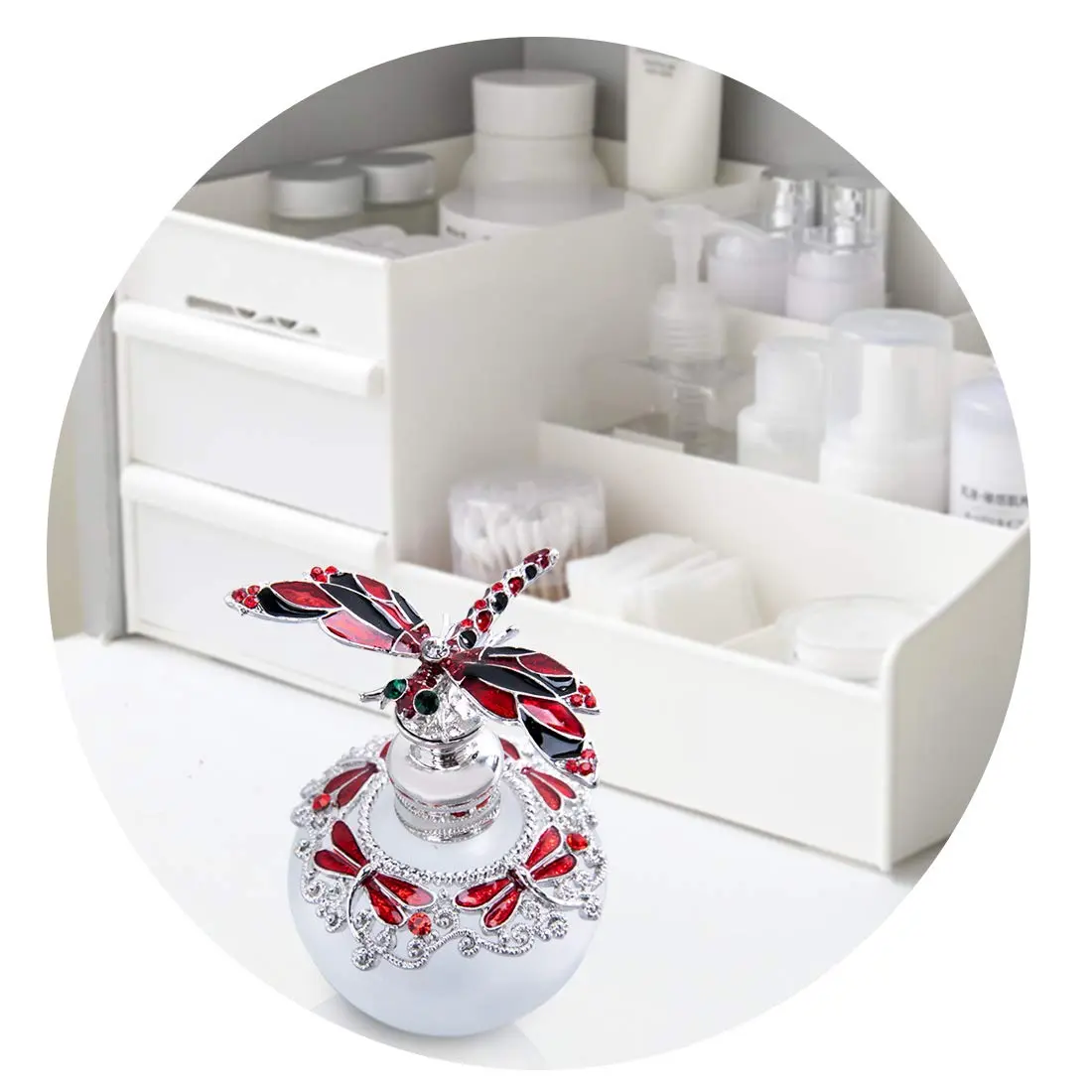 YU FENG Vintage Glass Perfume Bottle 40ml | Refillable Dragonfly Crystal Elegant Gift - view 8