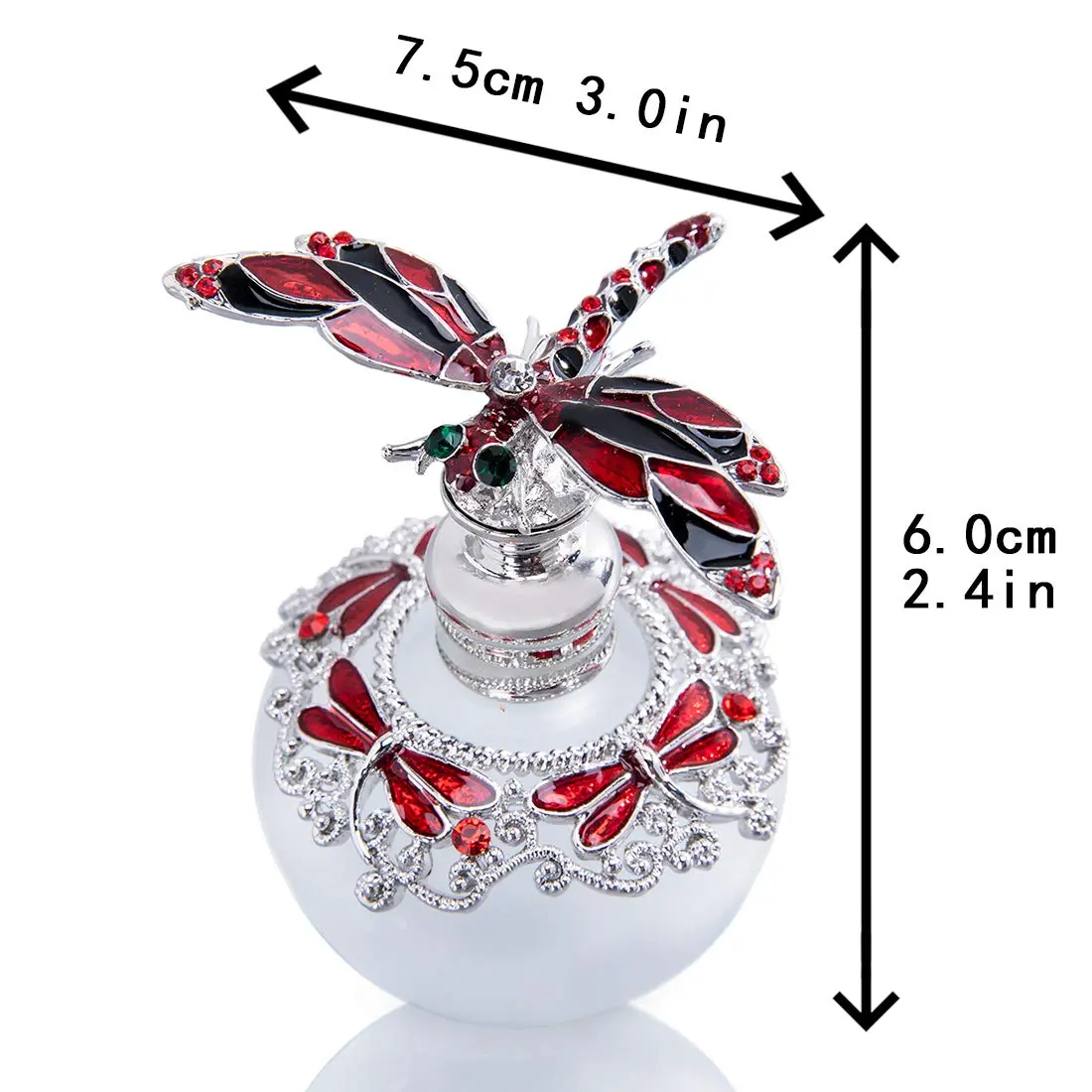 YU FENG Vintage Glass Perfume Bottle 40ml | Refillable Dragonfly Crystal Elegant Gift - view 2