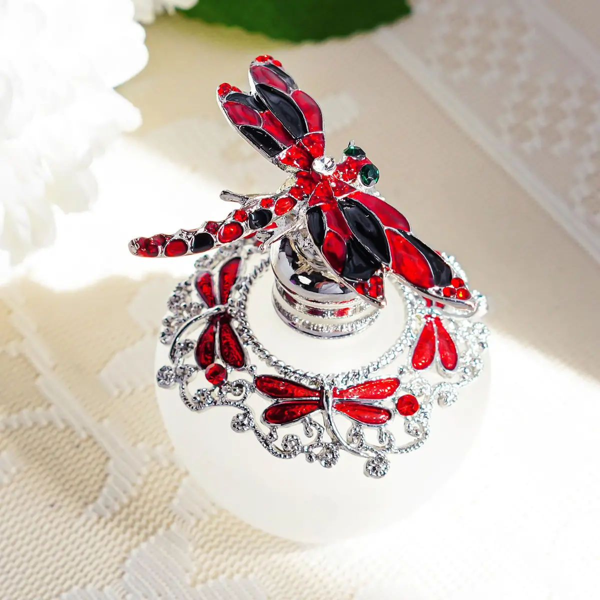 YU FENG Vintage Glass Perfume Bottle 40ml | Refillable Dragonfly Crystal Elegant Gift - view 3