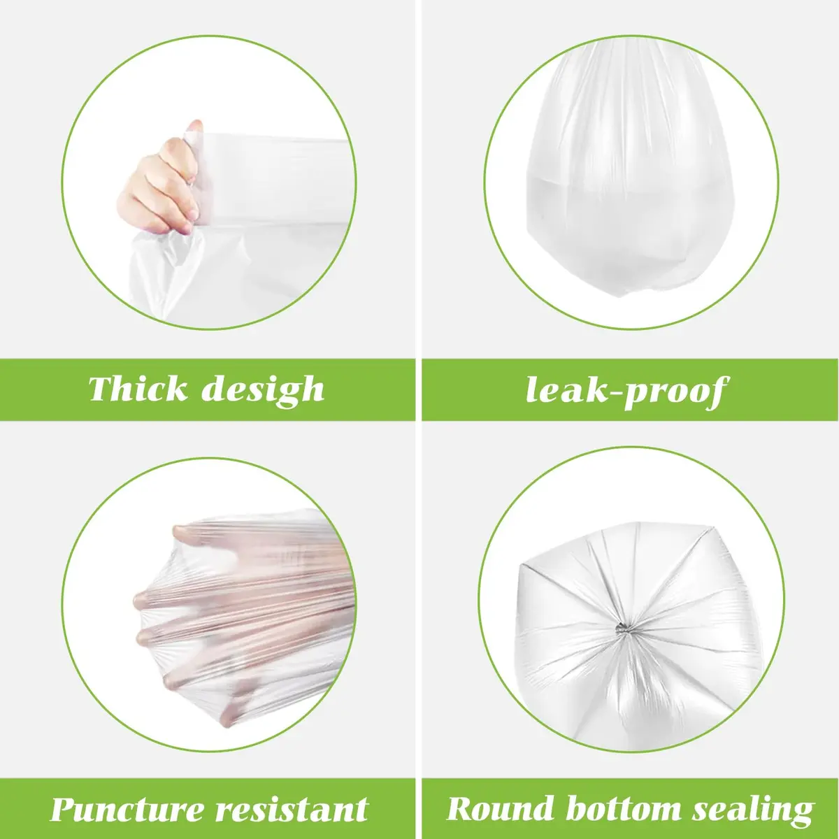 Teivio Clear Waste Bags 5 Gallon (18.9 L) | Heavy Duty HDPE Bin Liners - view 3