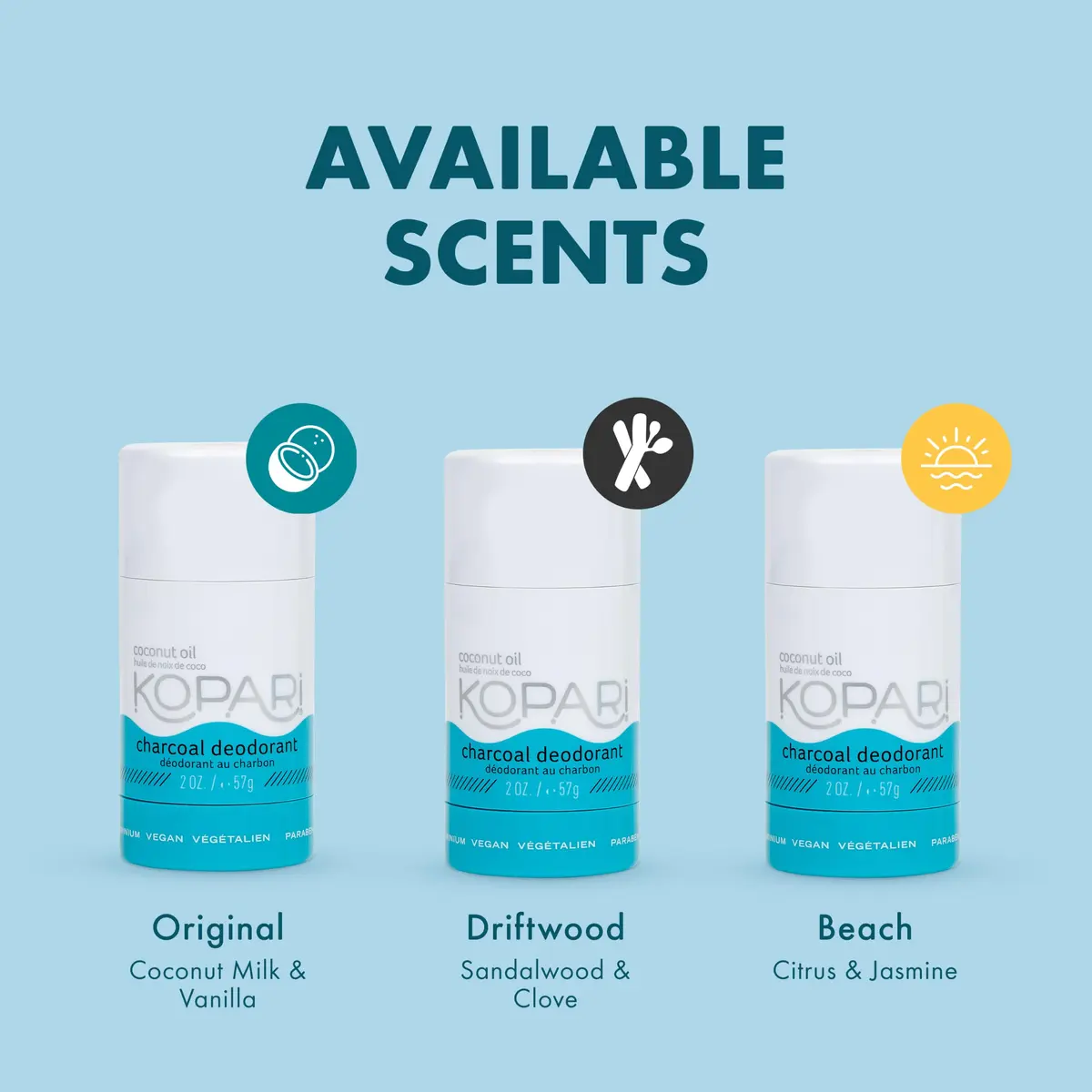 Kopari Aluminum Free Coconut Deodorant Beach Scent 56g (2 oz) | Plant-Based Odor Protection - view 5