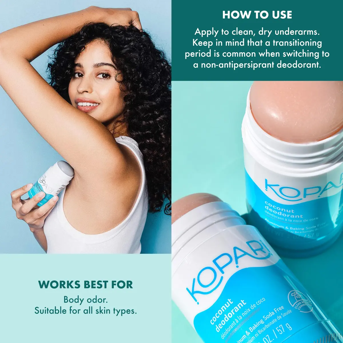 Kopari Aluminum Free Coconut Deodorant Beach Scent 56g (2 oz) | Plant-Based Odor Protection - view 7