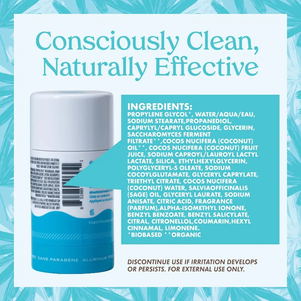 Kopari Aluminum Free Coconut Deodorant Beach Scent 56g (2 oz) | Plant-Based Odor Protection - view 8