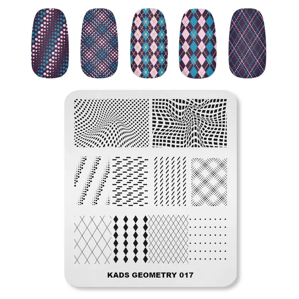 KADS Nail Art Stamping Plates Set Image Template Stencils Pattern with Holder Case (GE017) | Elegant Nail Design Tool - main product image