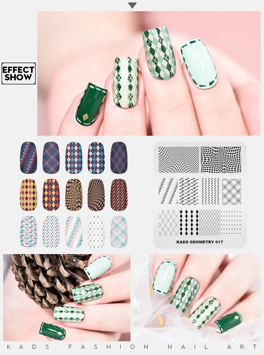KADS Nail Art Stamping Plates Set Image Template Stencils Pattern with Holder Case (GE017) | Elegant Nail Design Tool - view 3