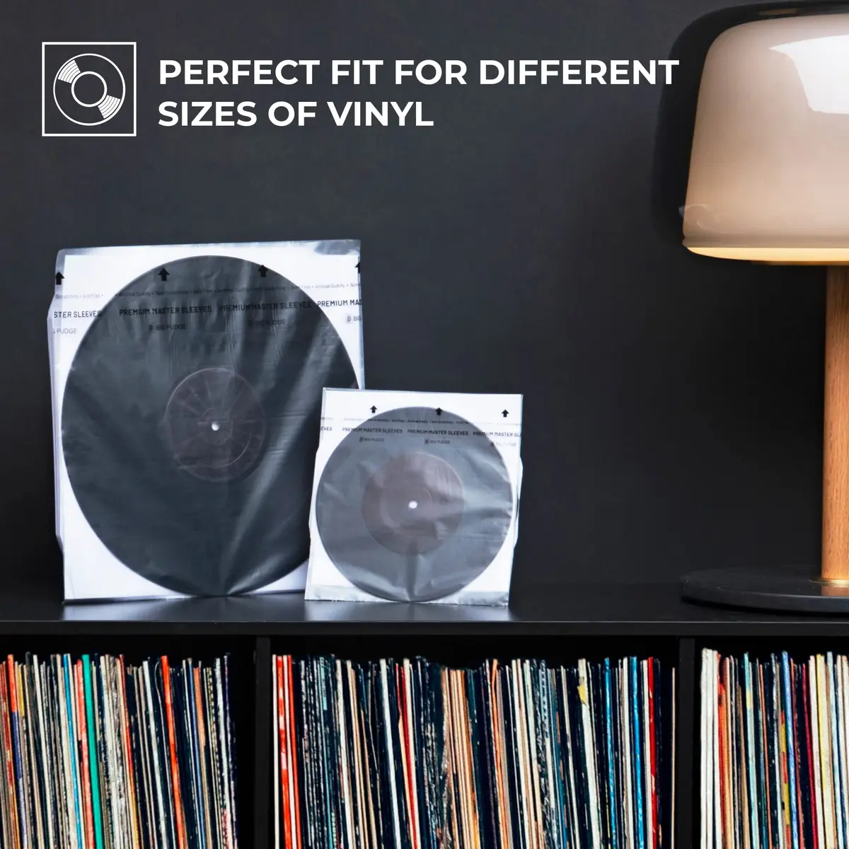Big Fudge 12" Vinyl Record Sleeves - Premium Inner Sleeves 50 Pack - Acid Free, Anti Static, Dust & Scratch Protection - view 5