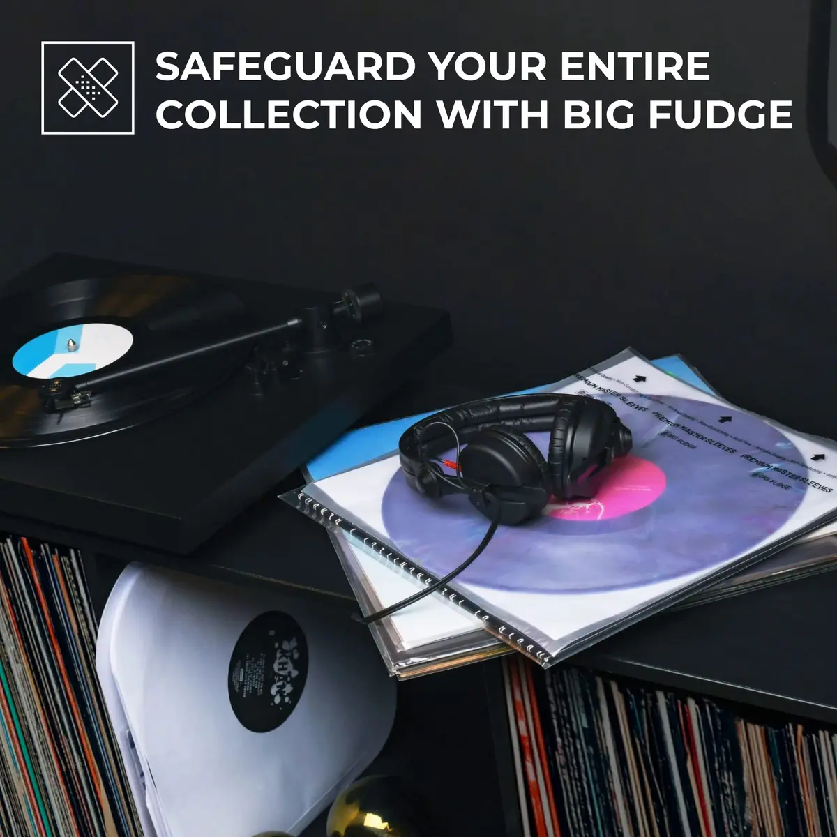 Big Fudge 12" Vinyl Record Sleeves - Premium Inner Sleeves 50 Pack - Acid Free, Anti Static, Dust & Scratch Protection - view 3