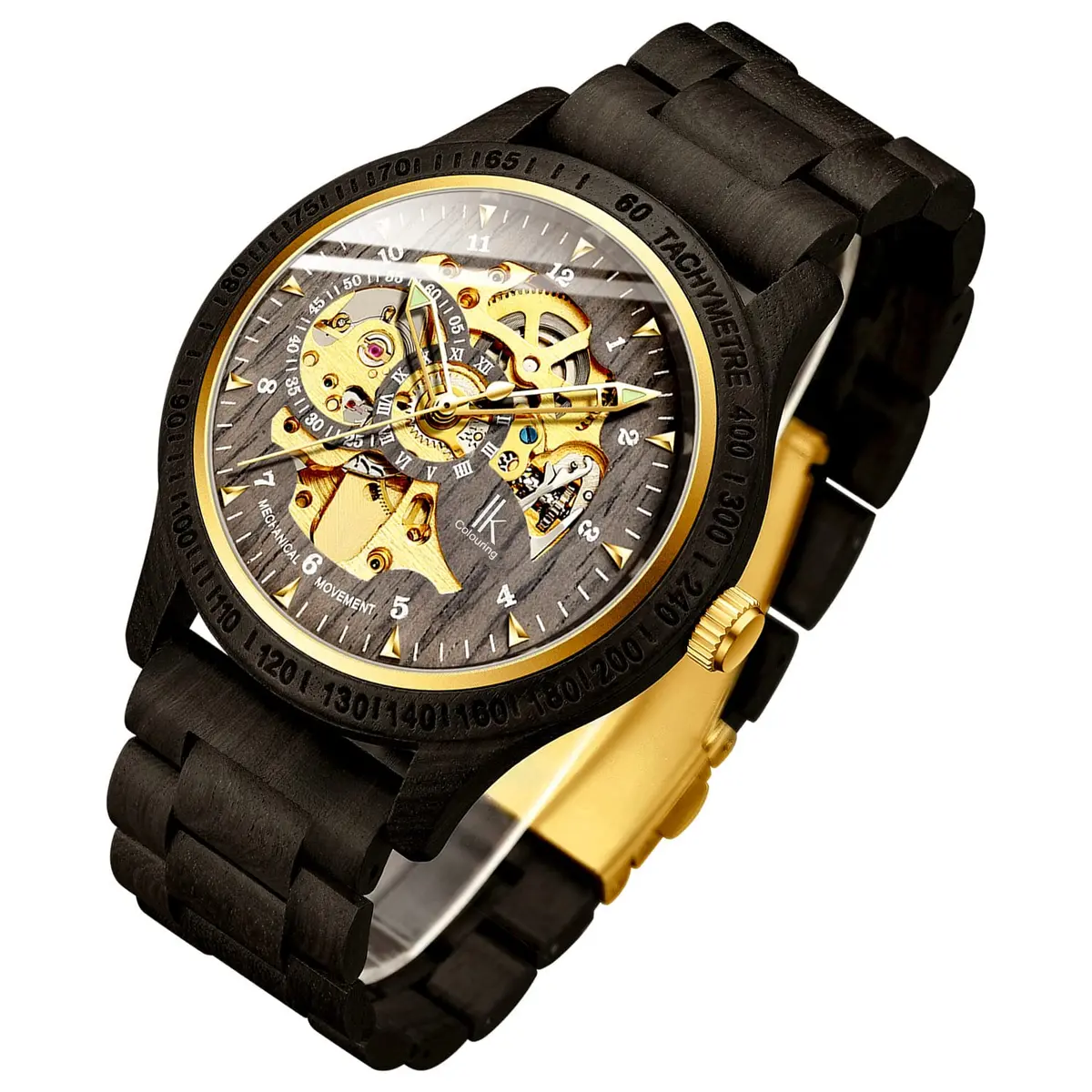 IK COLOURING Men's Luxury Mechanical Wooden Watch | 44mm Case, 22mm Band - main product image