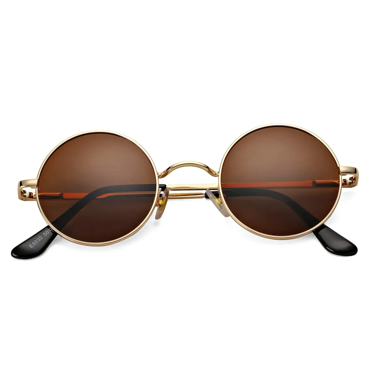 Pro Acme Small Round Polarized Sunglasses - Gold Frame with Brown Lens, UV400 Protection - main product image
