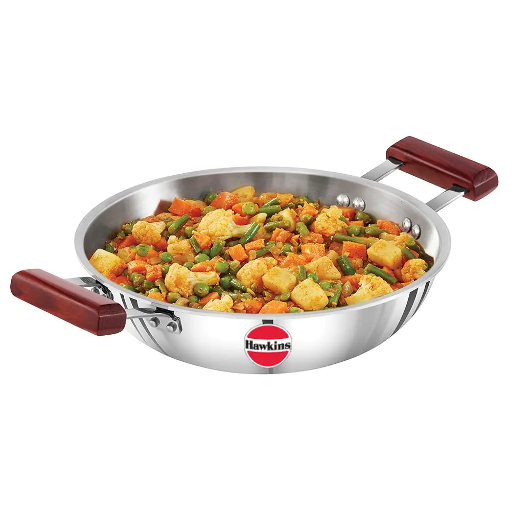 Hawkins Tri-Ply Stainless Steel Deep Fry Pan Kadai 2.5 Litre (9.1 cm Height) | Induction Compatible - main product image
