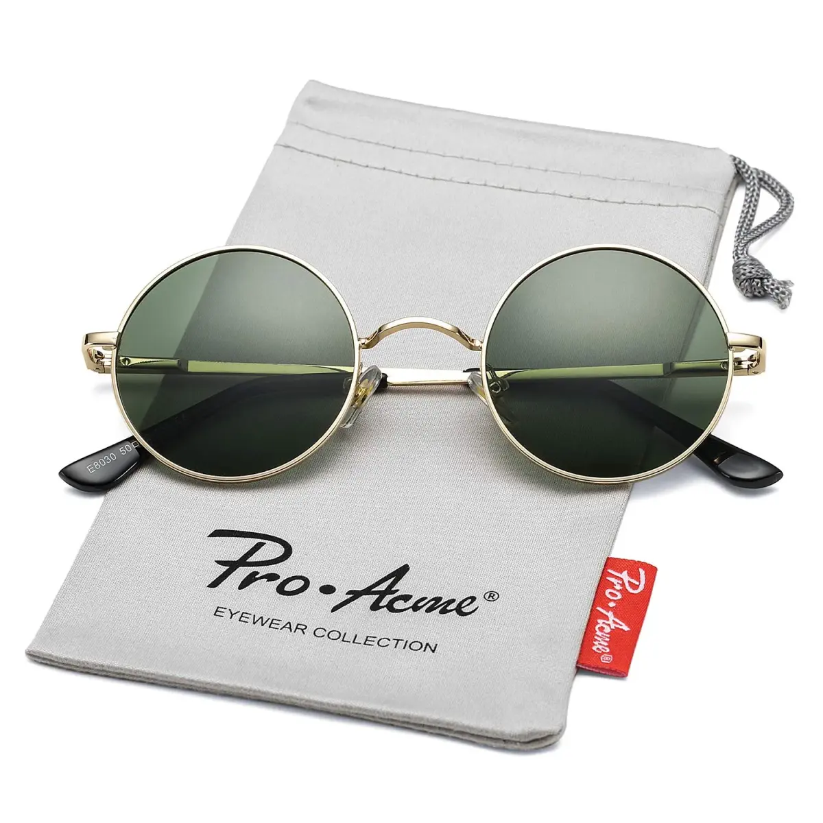 Pro Acme Small Round Polarized Sunglasses for Men Women Circle Retro Shades Metal Hippie Sunglasses UV400 (Gold Frame/G15 Green Lens) | Polarized UV400 Protection - view 7