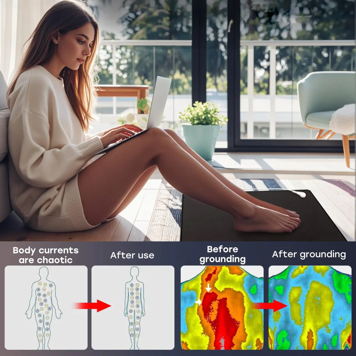 ATE Health Grounding Mat for Feet 68 cm (26.7 in) | Connect to Earth for Stress Relief & Better Sleep - view 2