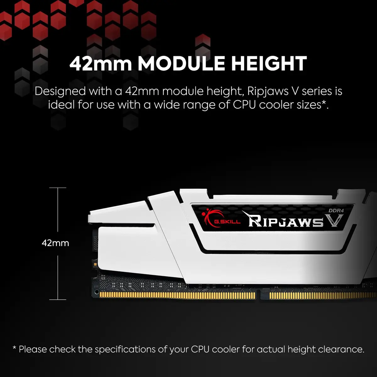 G.SKILL RipjawsV Series DDR4 RAM 32GB (2x16GB) 3600MT/s CL16-19-19-39 1.35V for Desktop - view 3