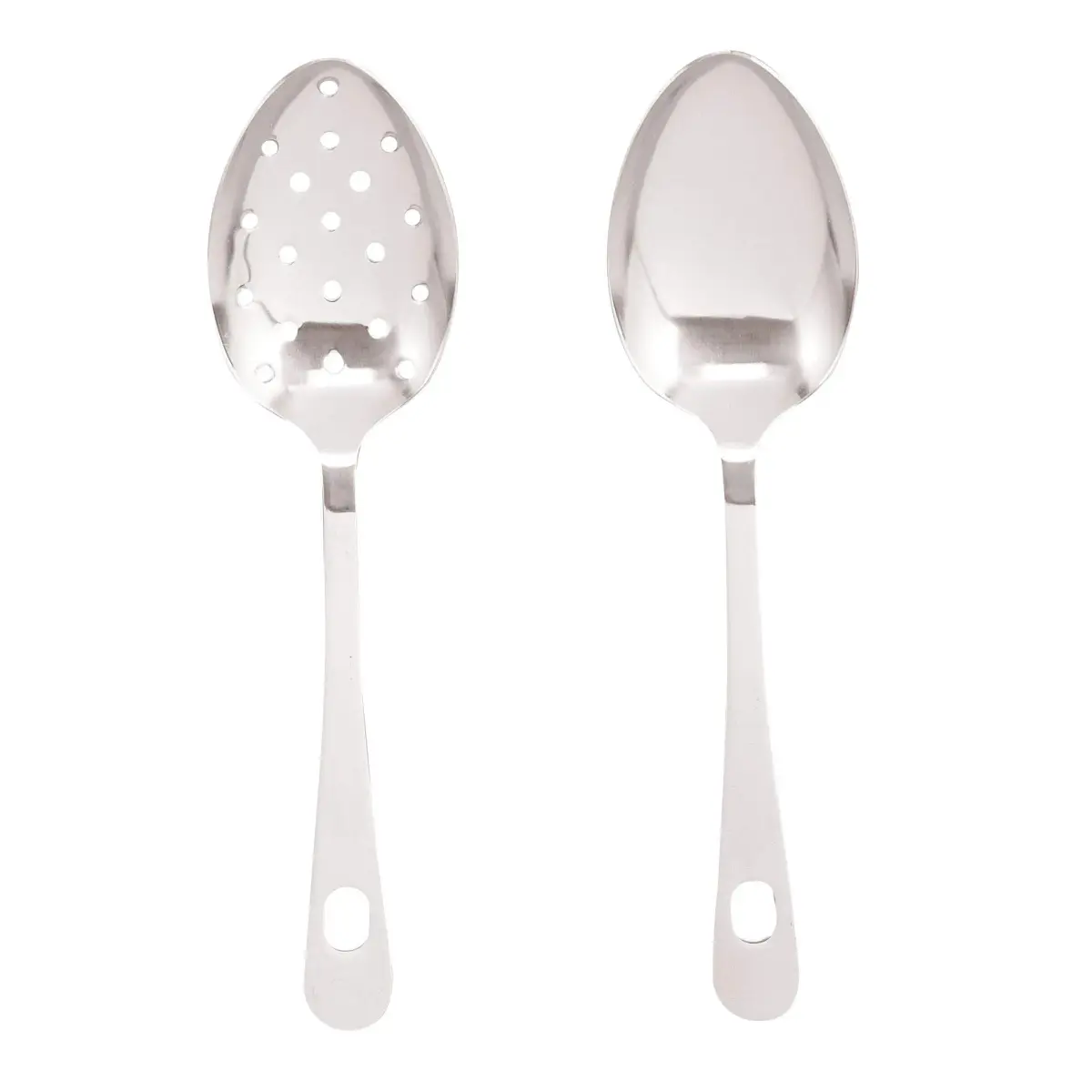 HIC Kitchen Serving Spoon Set, Japanese Stainless Steel, Solid and Pierced Spoons, 2-Piece Set, 22.86 cm (9 inches) - main product image