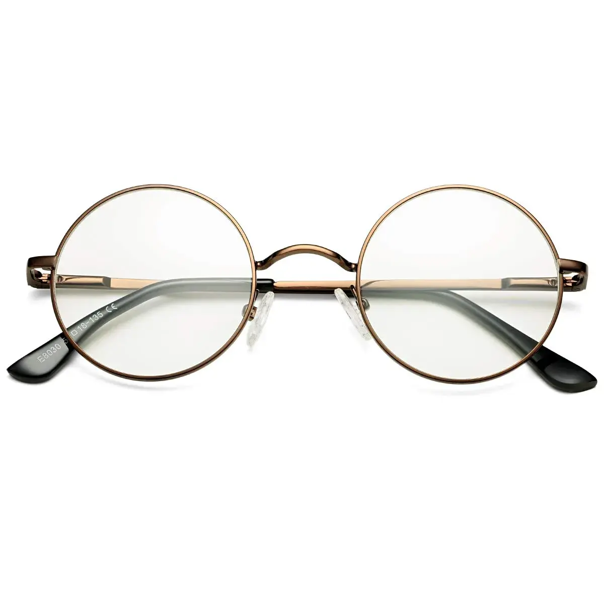 Pro Acme Retro Round Clear Lens Glasses with Bronze Metal Frame & Clear Lenses (A4) - main product image