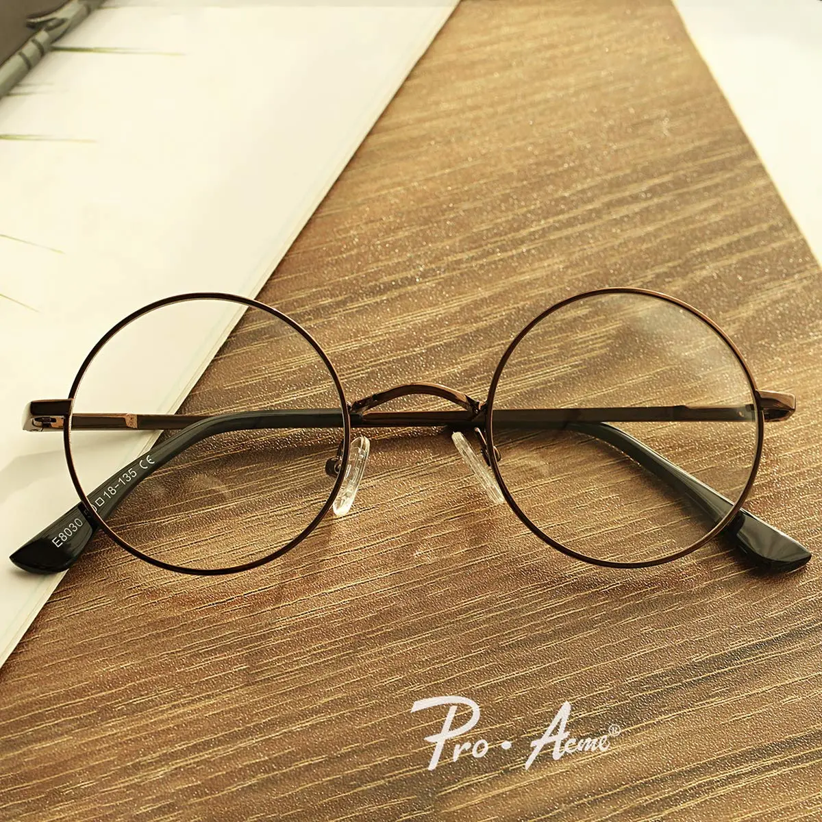 Pro Acme Non Prescription Clear Lens Glasses Retro Small Round Metal Frame (Bronze) | Classic Style & Comfort - view 5