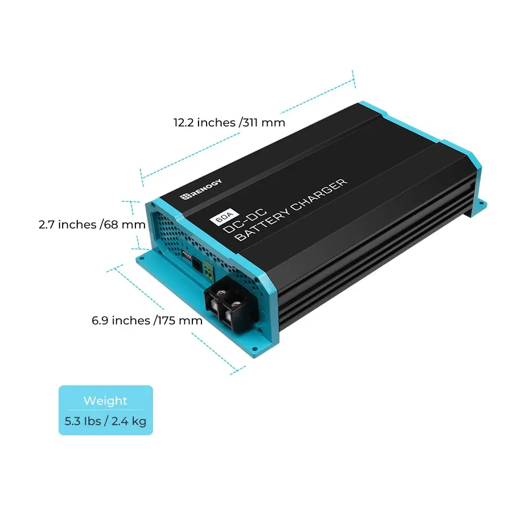 Renogy 60A DC-DC Battery Charger 12V for Lithium/AGM/Gel, for RVs & Boats | Smart Multi-Stage Charging with Protections - view 7