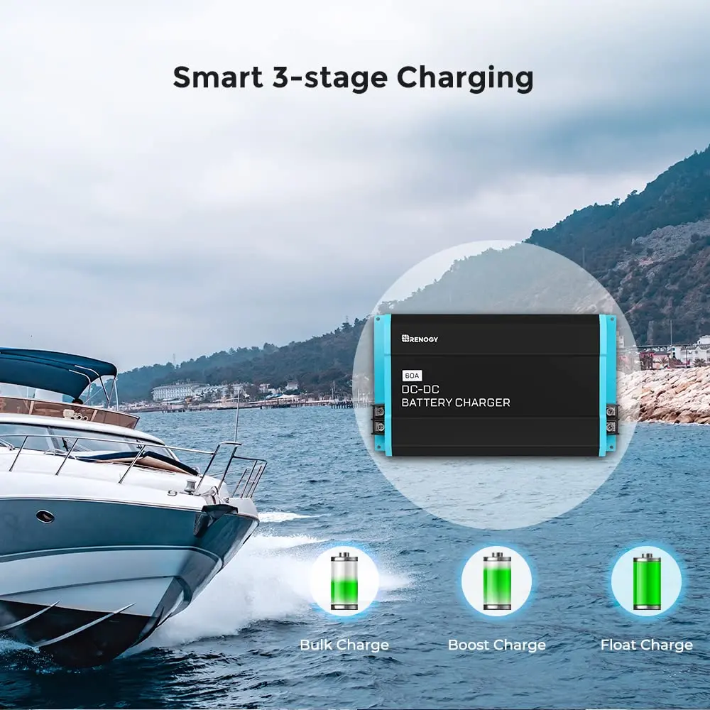 Renogy 60A DC-DC Battery Charger 12V for Lithium/AGM/Gel, for RVs & Boats | Smart Multi-Stage Charging with Protections - view 3