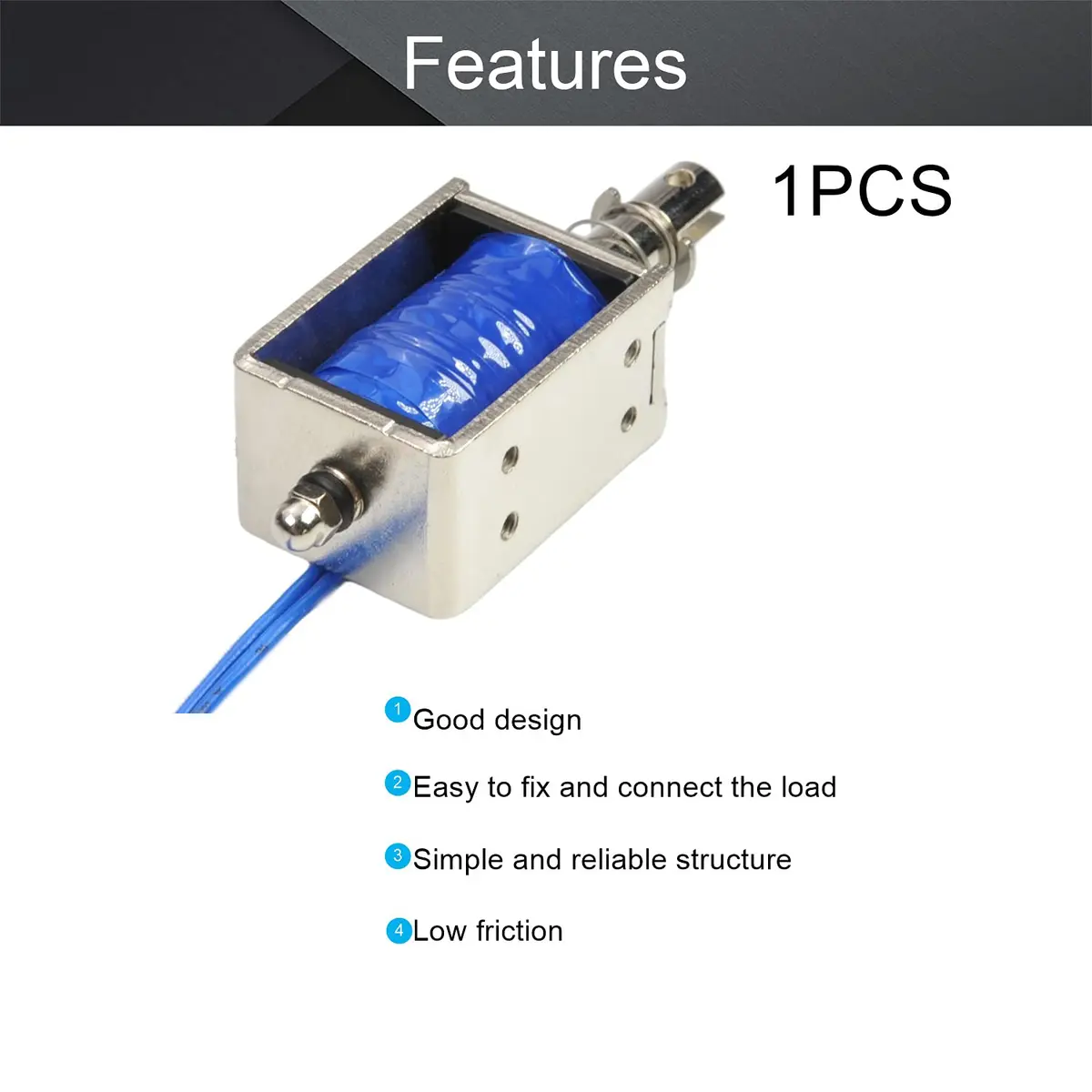 Fielect DC 24V 1A 15N Push Pull Solenoid Electromagnet 10mm | High Force & Stable Temp - view 3