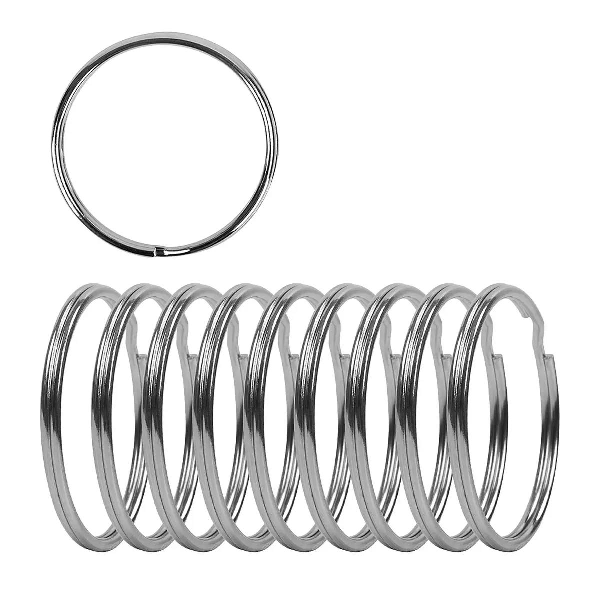 Newflager 2 Inch Flat Key Rings - Large Split Key Rings - Silver Steel - Sturdy Circular Keychain Connectors (Pack of 10) - main product image