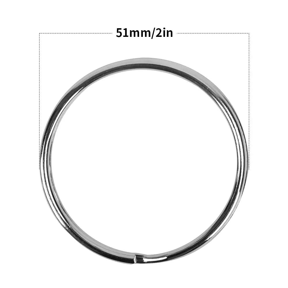 Newflager 2 Inch Flat Key Rings - Large Split Key Rings - Silver Steel - Sturdy Circular Keychain Connectors (Pack of 10) - view 2
