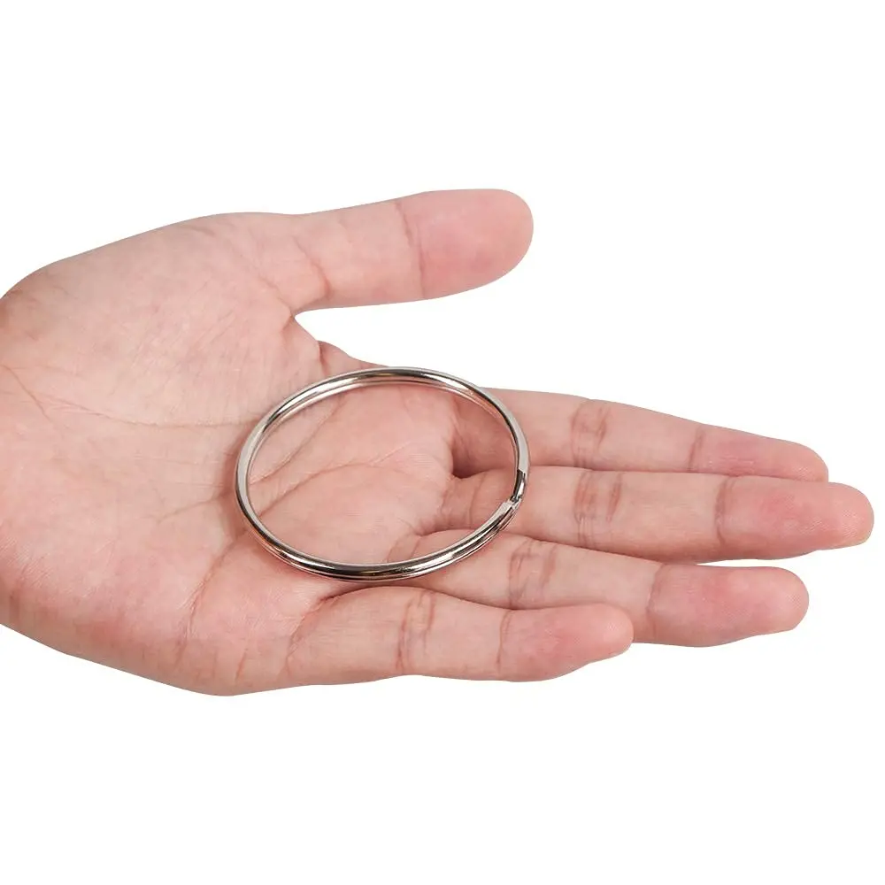 Newflager 2 Inch Flat Key Rings - Large Split Key Rings - Silver Steel - Sturdy Circular Keychain Connectors (Pack of 10) - view 3