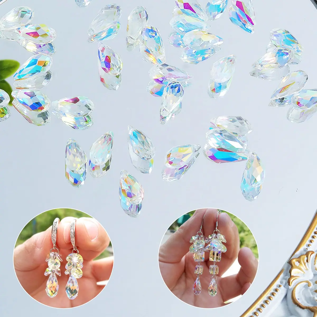 LONGWIN 36pcs AB Teardrop Crystal Beads 10x20mm | Faceted Glass Beads for Jewelry Making - view 7