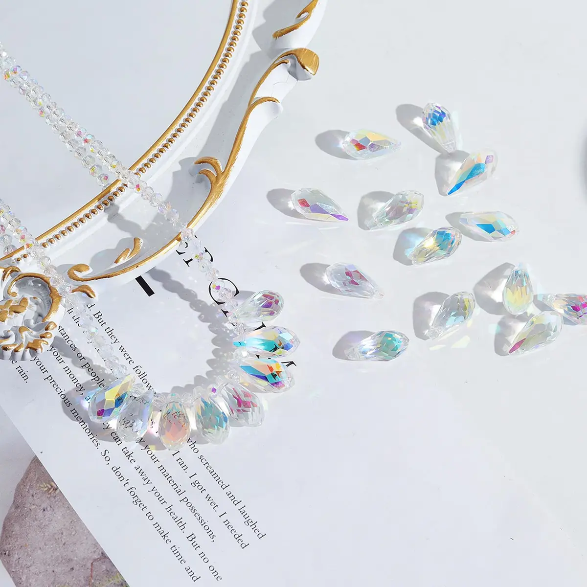 LONGWIN 36pcs AB Teardrop Crystal Beads 10x20mm | Faceted Glass Beads for Jewelry Making - view 4