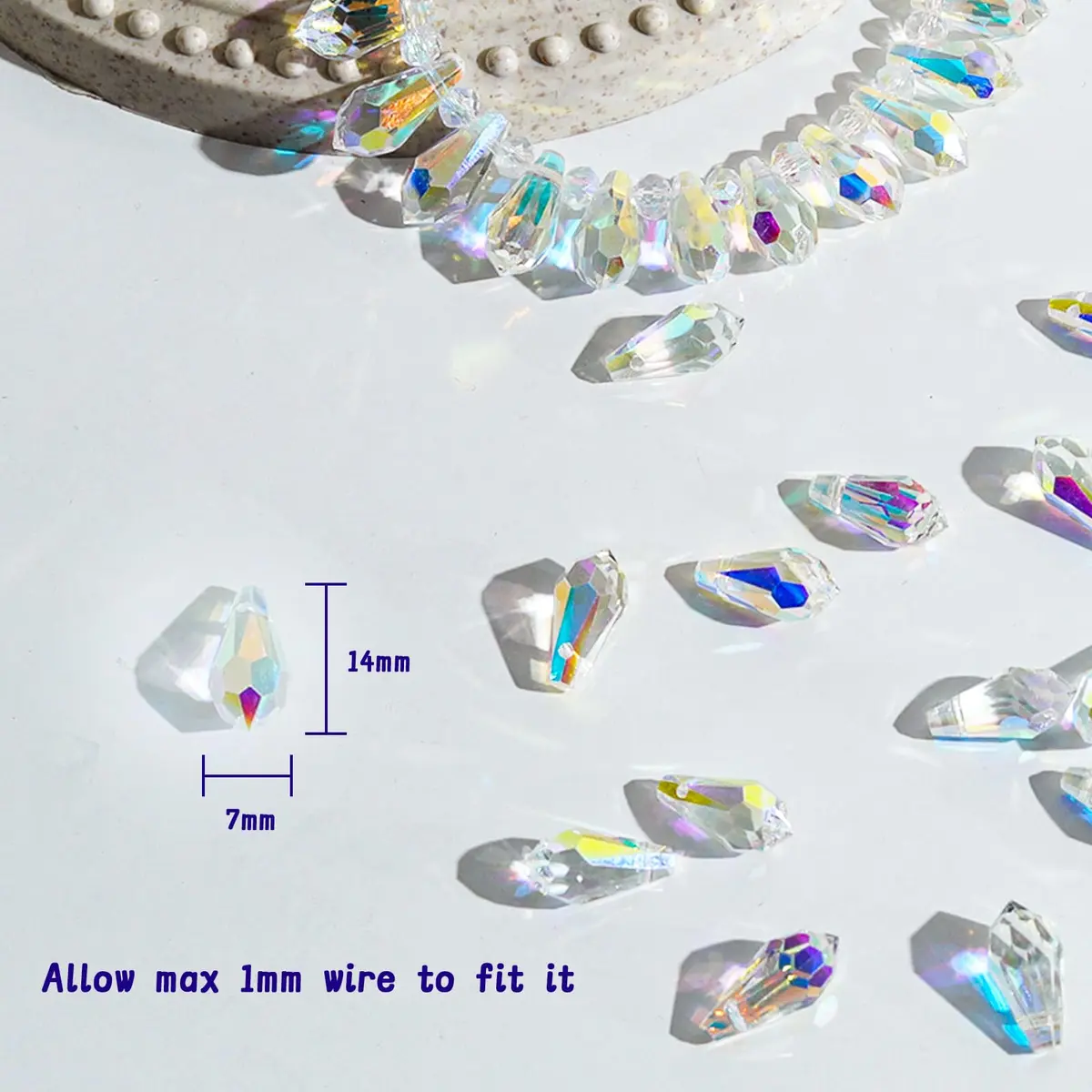LONGWIN AB Teardrop Crystal Beads 7x14mm (72pcs) | Glass Beads for Jewelry Making, Earrings, Necklaces, Bracelets - view 5