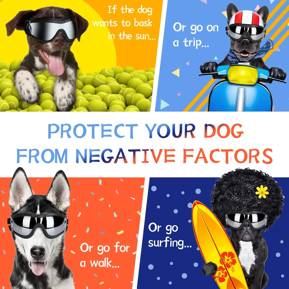 NVTED Dog Sunglasses/Goggles Medium/Large Dog Black | UV Protection Wind Protection Dust Protection - view 5