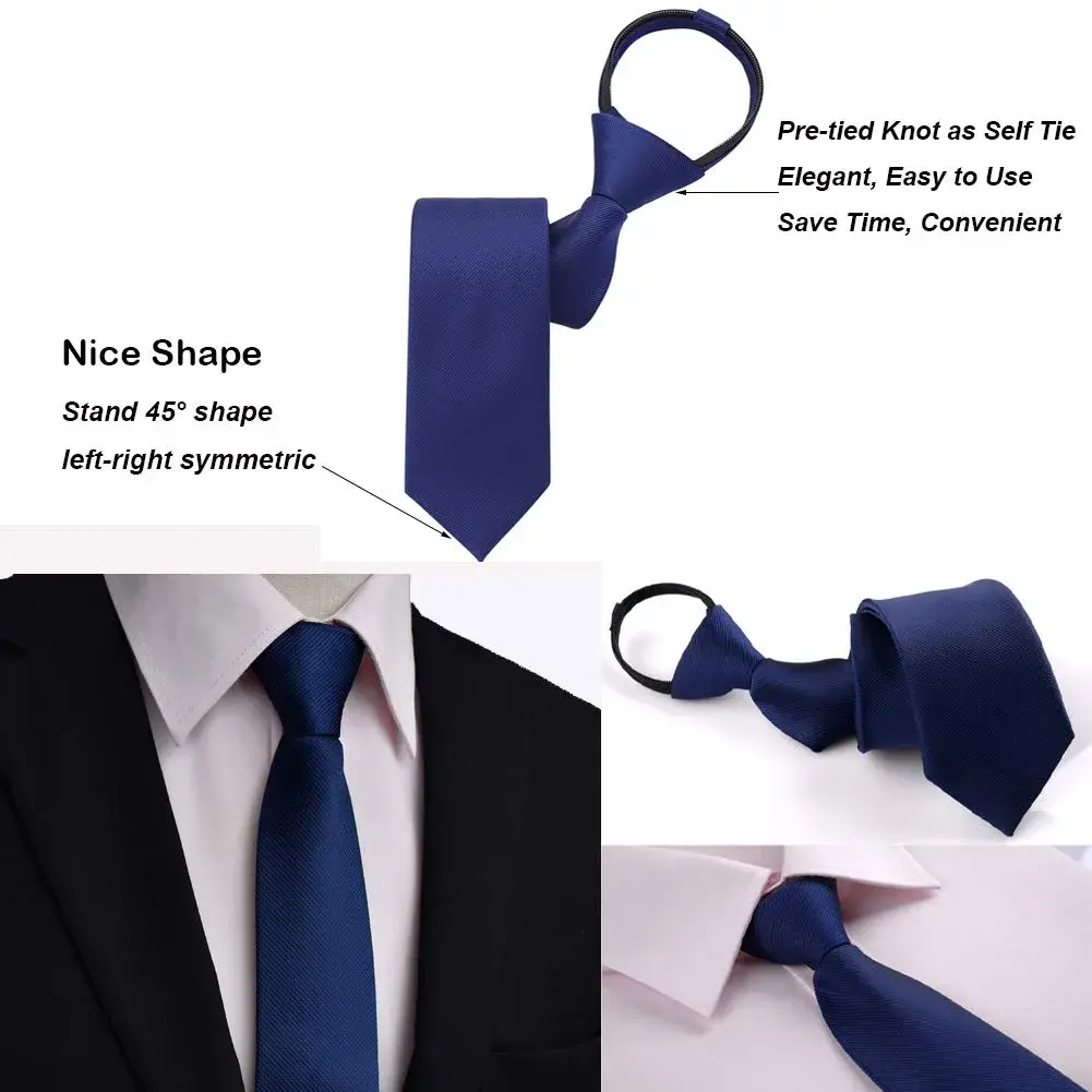 AUSKY 4 Packs Pre-tied Adjustable Zipper Skinny Neckties, 48cm (19in) Long, 6cm (2.35in) Wide | Solid Colors for Men & Boys - view 5
