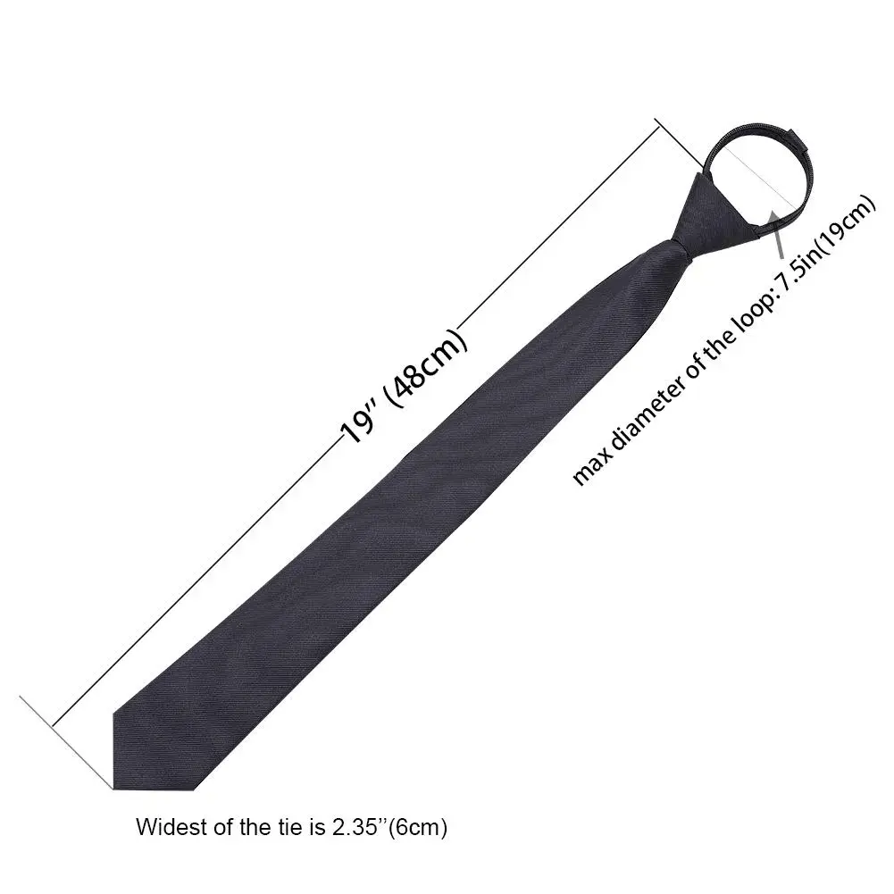 AUSKY 4 Packs Pre-tied Adjustable Zipper Skinny Neckties, 48cm (19in) Long, 6cm (2.35in) Wide | Solid Colors for Men & Boys - view 6