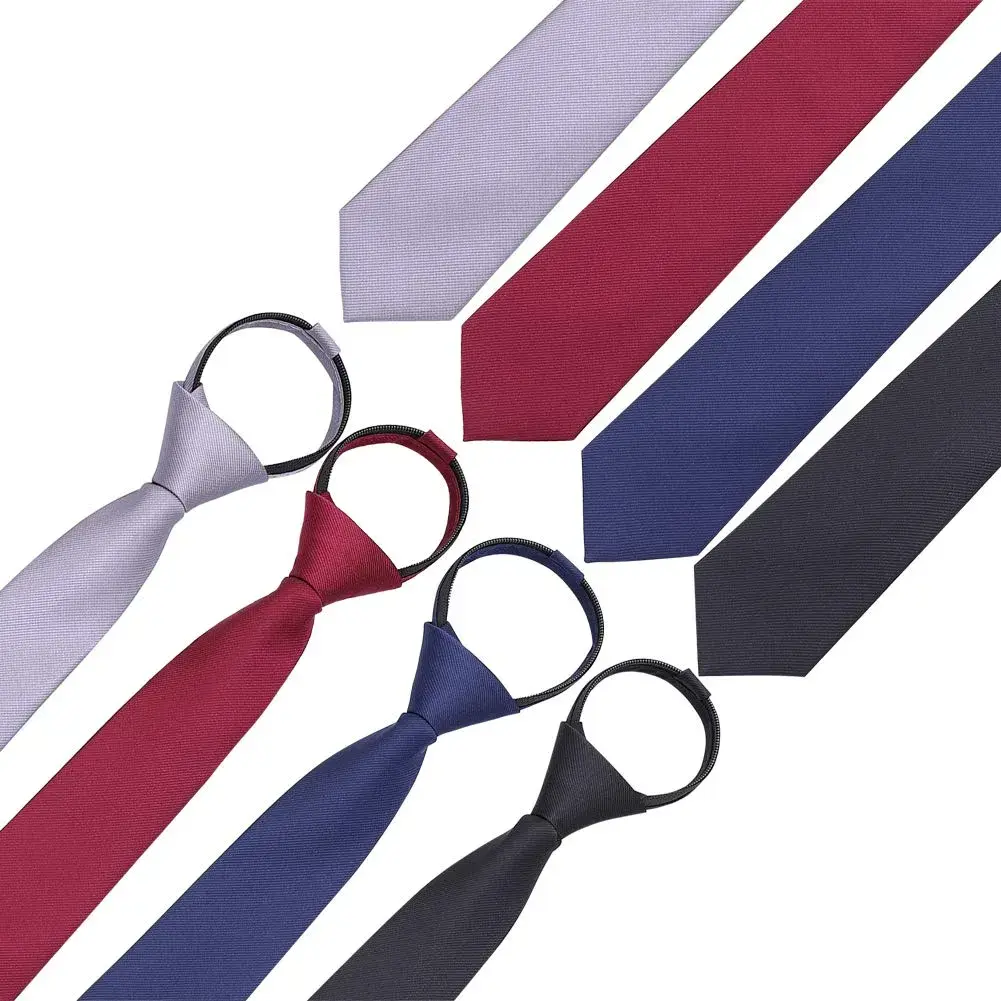 AUSKY 4 Packs Pre-tied Adjustable Zipper Skinny Neckties, 48cm (19in) Long, 6cm (2.35in) Wide | Solid Colors for Men & Boys - view 2