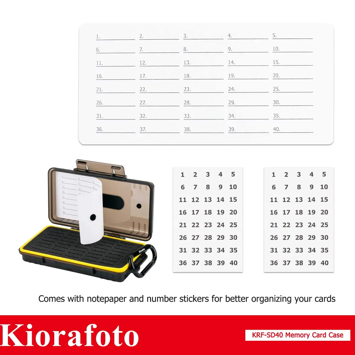 Kiorafoto 40 Slot SD Card Holder 203.4mm (8 inches) | Protects SD, MicroSD, CFexpress Type A, PSV, Switch Cards - view 8