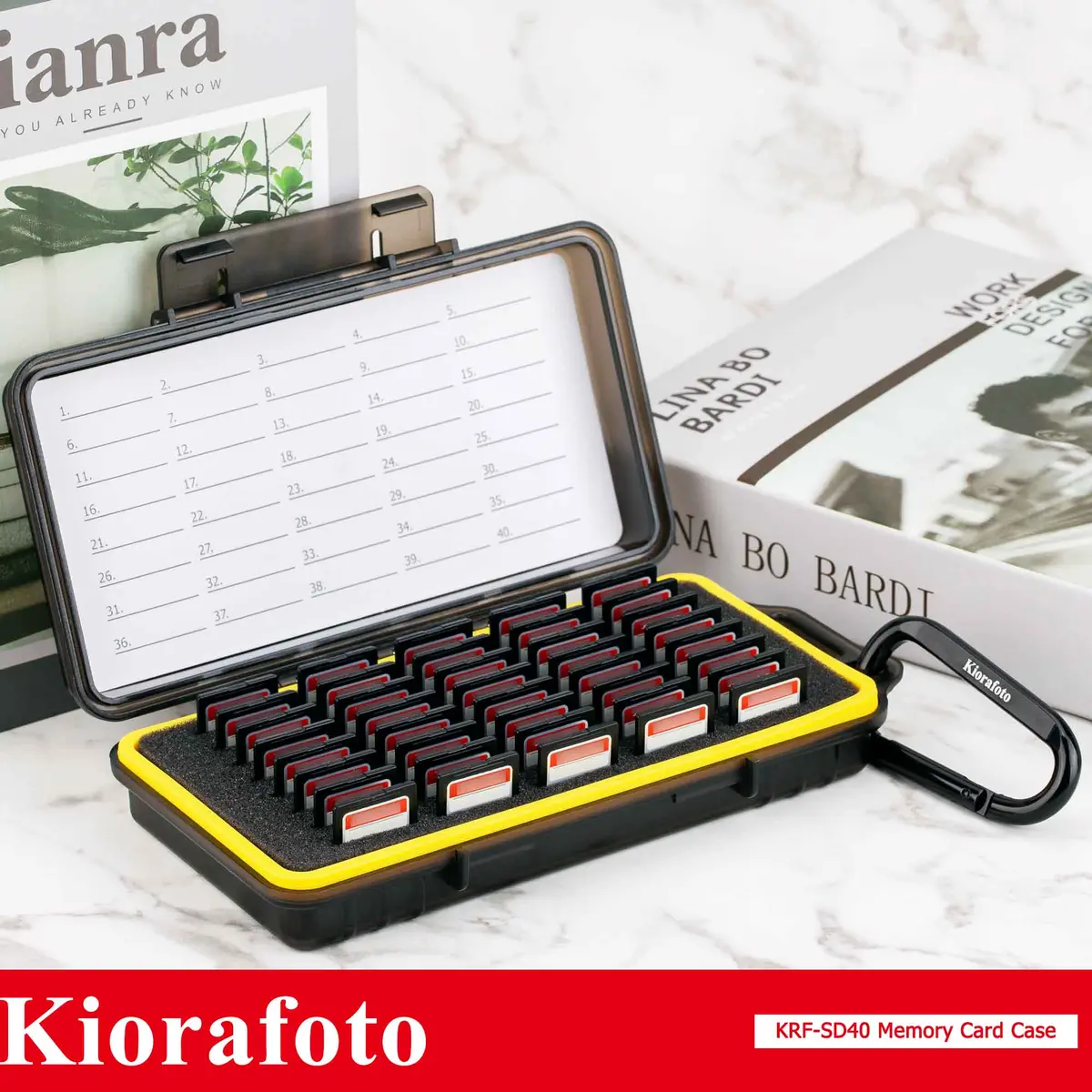 Kiorafoto 40 Slot SD Card Holder 203.4mm (8 inches) | Protects SD, MicroSD, CFexpress Type A, PSV, Switch Cards - view 9
