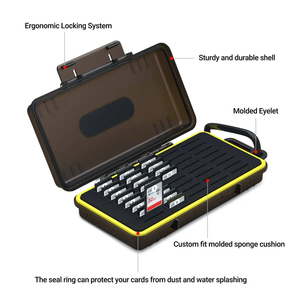 Kiorafoto 40 Slot SD Card Holder 203.4mm (8 inches) | Protects SD, MicroSD, CFexpress Type A, PSV, Switch Cards - view 3