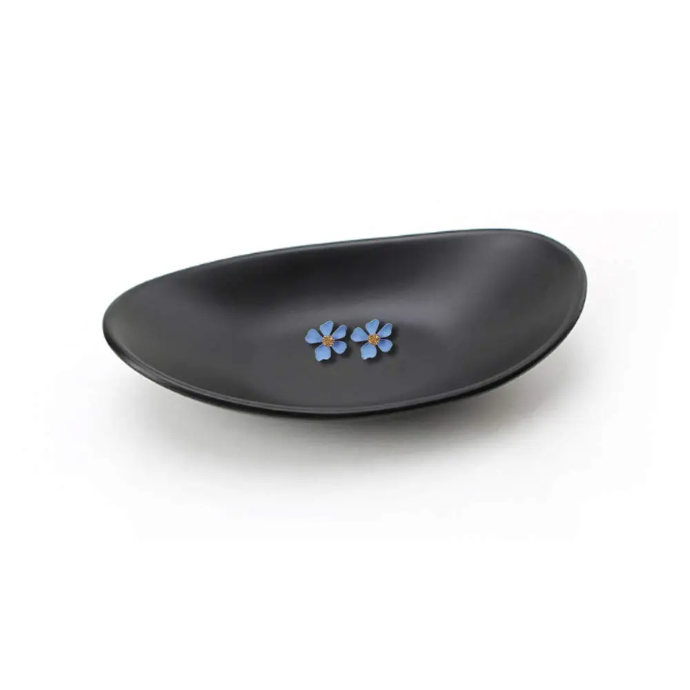 Binoster Jewelry Tray Organizer Oval Black | Elegant Dresser Decor & Key Dish - main product image