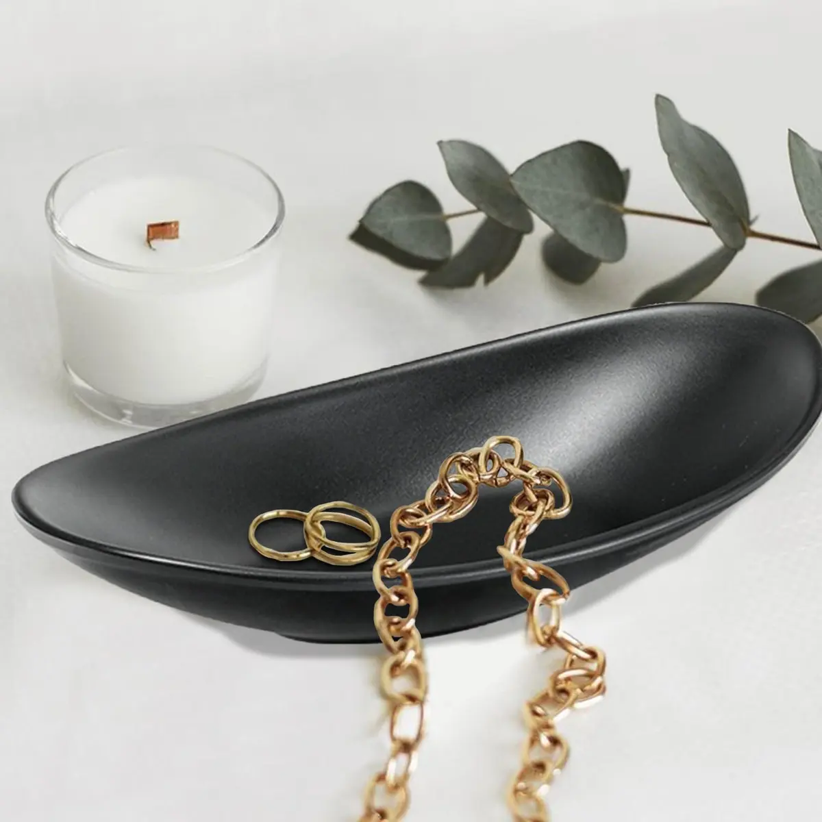 Binoster Jewelry Tray Organizer Oval Black | Elegant Dresser Decor & Key Dish - view 4