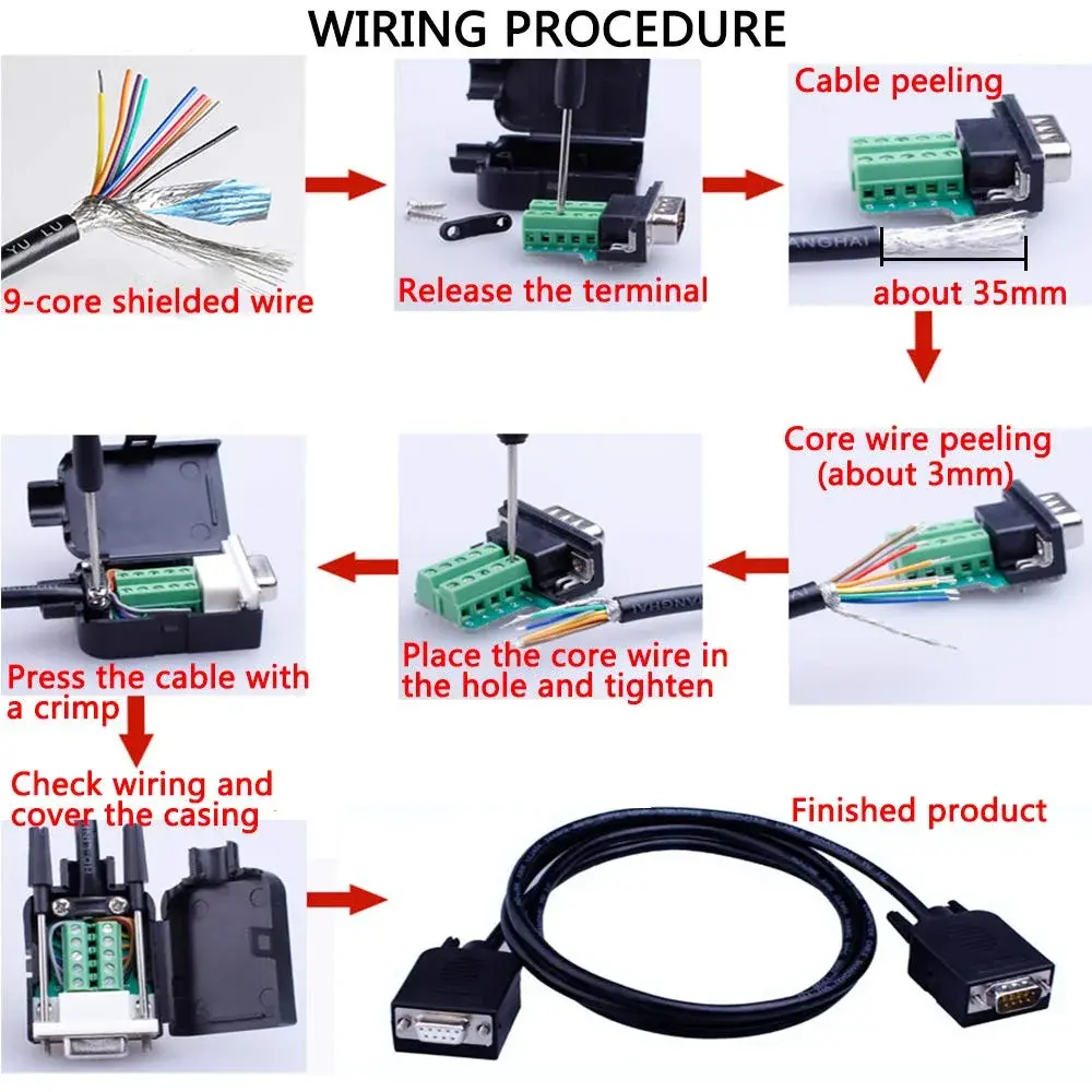 ANMBEST DB9 Solderless Serial to 9-Pin Terminal Adapter (2-Pack, Male) | Connects Legacy Devices to USB - view 7