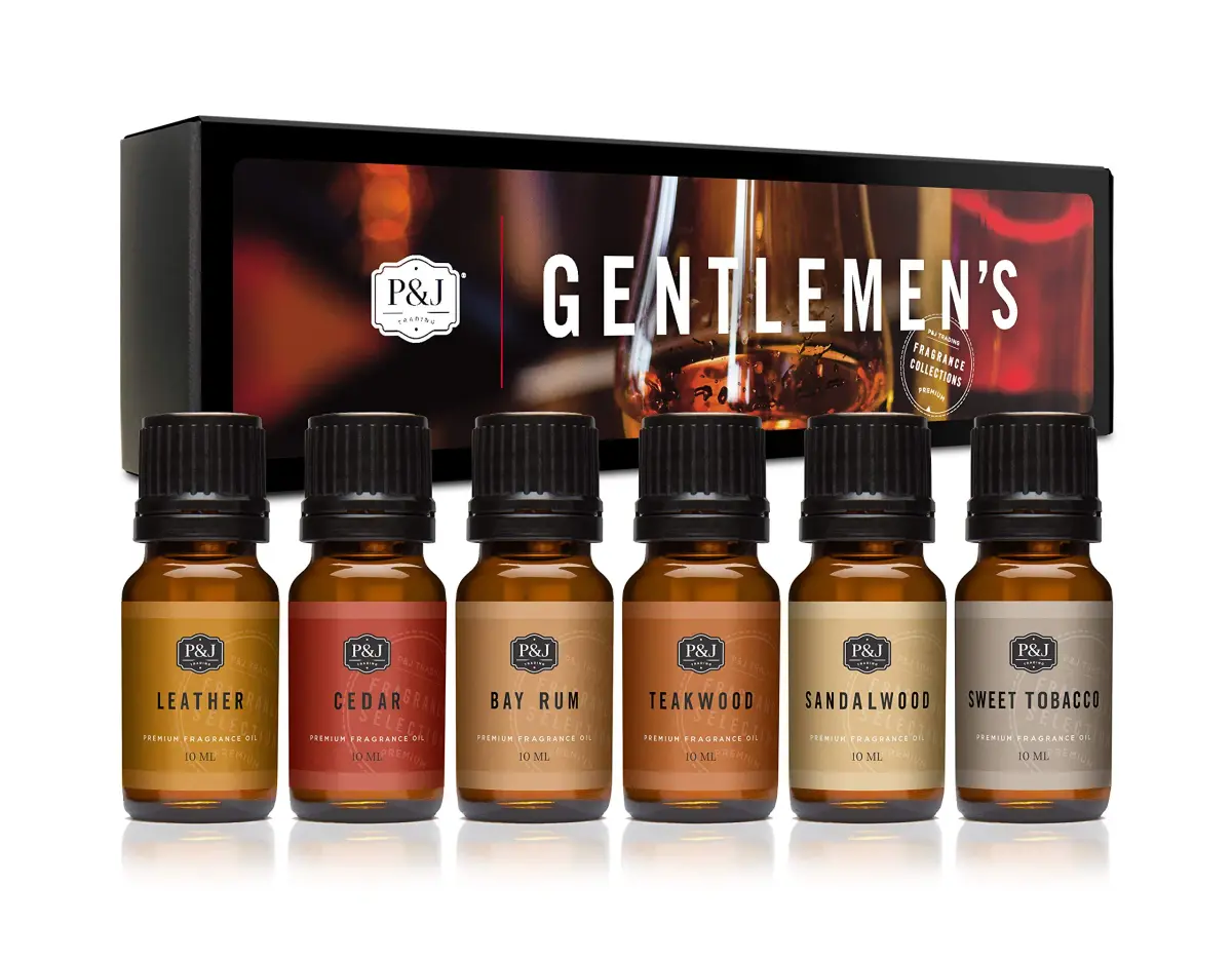 P&J Trading Gentlemen's Set Fragrance Oils for Diffusers & Candle Making, 6 x 10ml Bottles | USA Imported Aromatherapy Scents - main product image